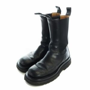 BOTTEGA VENETA ラグ チェルシーブーツ サイドゴア 38 ブラック 592045VIFH01000