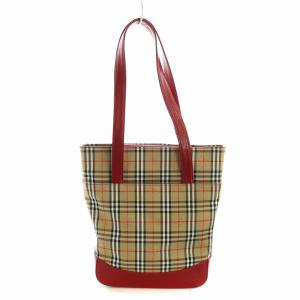 BURBERRY トートバッグ ノバチェック ブラウン レッド
