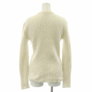 CELINE ヴィンテージ カーディガン ローゲージ リブニット 長袖 イタリア製 ロゴ 金ボタン 白 ホワイト  /MP