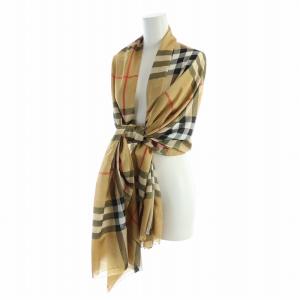 ストール ショール ノバチェック ロゴ フリンジ 茶 ブラウン GY18 /MQ