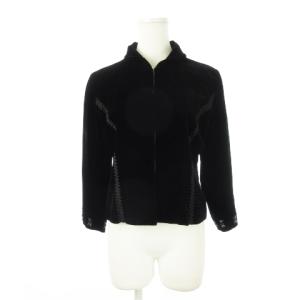 ベルベットジャケット 七分袖 シルク 絹 ショート丈 ポイントカラー ライン刺繍 ビーズ刺繍 40 L