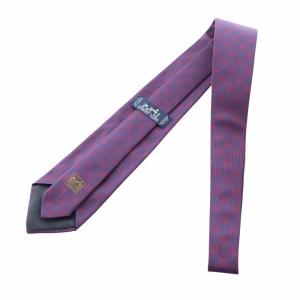 HERMES ネクタイ ワイドタイ 総柄 絹 シルク 赤 レッド 紺 ネイビー GY17 /MQ