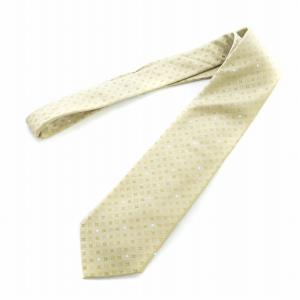 LOUIS VUITTON ネクタイ ワイドタイ 小紋 総柄 ロゴ 絹 シルク ベージュ 茶 ブラウン GY17 /MQ