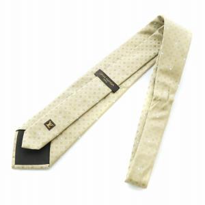 LOUIS VUITTON ネクタイ ワイドタイ 小紋 総柄 ロゴ 絹 シルク ベージュ 茶 ブラウン GY17 /MQ