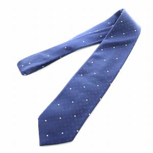 LOUIS VUITTON ネクタイ ワイドタイ 小紋柄 総柄 絹 シルク ロゴ 紺 ネイビー GY17 /MQ