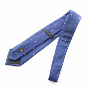 LOUIS VUITTON ネクタイ ワイドタイ 小紋柄 総柄 絹 シルク ロゴ 紺 ネイビー GY17 /MQ