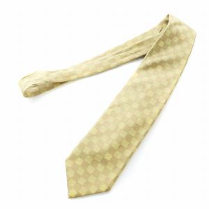 LOUIS VUITTON ネクタイ ワイドタイ ダミエ ロゴ 絹 シルク 茶 ブラウン GY17 /MQ