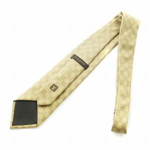 LOUIS VUITTON ネクタイ ワイドタイ ダミエ ロゴ 絹 シルク 茶 ブラウン GY17 /MQ