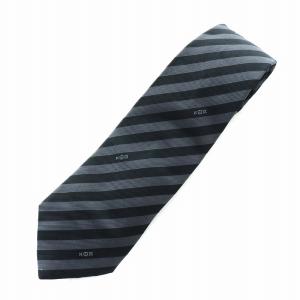 ネクタイ ワイドタイ レジメンタル ストライプ ロゴ 絹 シルク 黒 ブラック グレー GY17 /MQ
