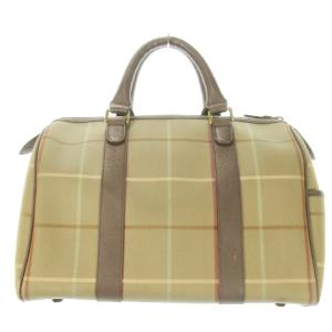 burberrys ヴィンテージ ボストンバッグ PVC チェック カーキ