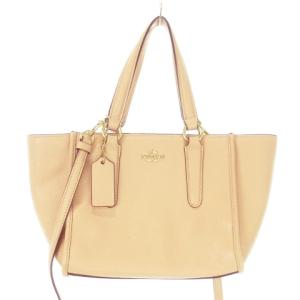 ミニクロスビー ハンドバッグ ショルダー 2way レザー ゴールド金具 ピンクベージュ F11925