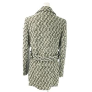 COACH Pコート ピーコート ミドル丈 ツイード 総柄 金ボタン ウール モヘヤ混 レザーパイピング 2 M ベージュ