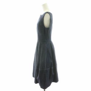 FOXEY NEW YORK コレクション COLLECTION デニム ノースリーブ ワンピース ロング ストレッチ 40 M 紺