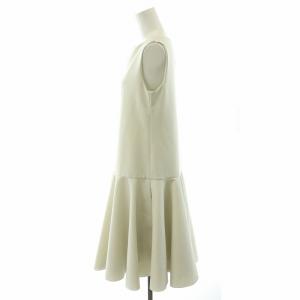 FOXEY NEW YORK フレアドレス ワンピース ロング ノースリーブ 40 M グレー 白 ホワイト 40742 GY17 /MW