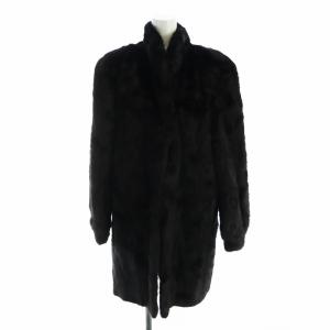 銀サガ 毛皮コート ミンクファー 長袖 総裏地 ミドル 大きいサイズ 15 XXL 黒 ブラック GY18