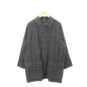 ステンカラーコート ジップアップ ラグラン 格子柄 チェック S グレー /AH8 GY18