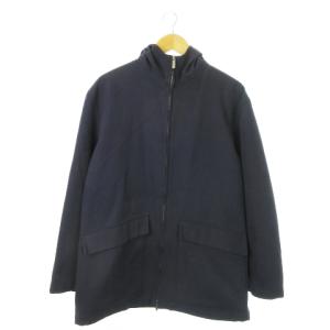 ジャケット フーディー ダブルジップ コットン 裏チェック M 紺 ネイビー /AO2 GY18