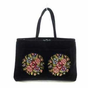 トートバッグ ハンド 花柄 シュニール織 黒 ブラック GY11 /MQ