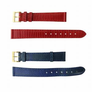 腕時計用替えベルト 2点セット バンド ロゴ リザードレザー 赤 レッド 青 ブルー GY18 /MQ
