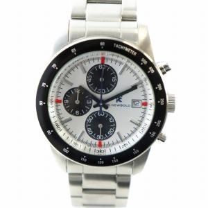 腕時計 ウォッチ クォーツ 白文字盤 ロゴ クロノグラフ カレンダー付き シルバー色 0510-S084881