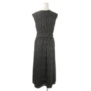 Aveniretoile ワンピース ロング カシュクール ノースリーブ リボンベルト ドット 38 M 黒 ブラック /MN17