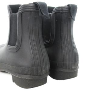 HUNTER オリジナル チェルシーブーツ ショートブーツ レインブーツ サイドゴア ロゴ 5 24cm 黒 ブラック