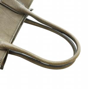 HIROFU ハンドバッグ トート レザー ロゴ グレー GY11 /MQ