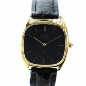 シャリオ 腕時計 ウォッチ クォーツ 黒文字盤 ロゴ ゴールド色 黒 ブラック 4130-5180 GY18