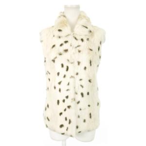 ファーベスト ラビットファー 毛皮 フロントホック 総柄 36 S 白 ホワイト /MN16 GY18