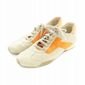 Salvatore Ferragamo ローカットスニーカー シューズ 靴 スエード レザー 切替 ロゴ 7 25cm 茶 ブラウン オレンジ