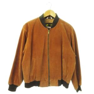 レザージャケット 革ジャン ブルゾン ジップアップ ピッグスキン レザー 革 型押しロゴ USA製 M