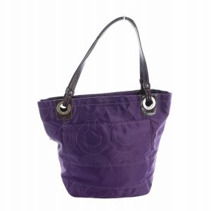 COACH トートバッグ ハンド ナイロン レザー オプアート ロゴ 紫 14276 GY18 /MQ