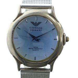 腕時計 ウォッチ クォーツ スチールメッシュベルト 青文字盤 ロゴ シルバー色 36688 GY11 /MQ