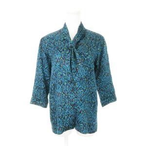 chemisiers ヴィンテージ ブラウス シャツ 七分袖 タイ リボン シルク 絹 ウール混 総柄