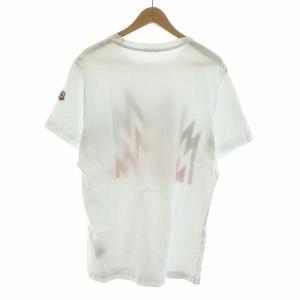 MONCLER Tシャツ カットソー 半袖 フロッキープリント ワッペンロゴ M ホワイト H20918C00006 GY18