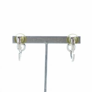 イヤリング アクセサリー 両耳用 ラインストーン クリップ式 ロゴ刻印 シルバー色 GY18 /MQ