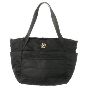 トートバッグ ナイロン ロゴ 花 ビジュー 軽量 黒 ブラック /AO8 GY18