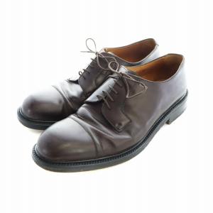 ビジネスシューズ ラウンドトゥ レザー ストレートチップ ロゴ 42 27cm 茶 ブラウン 111-5181