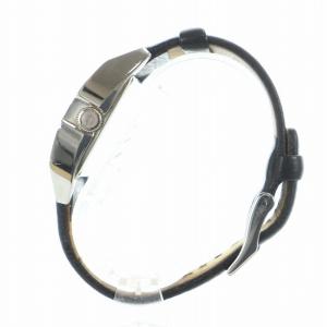 DIESEL 腕時計 ウォッチ クォーツ カレンダー付き ロゴ 黒文字盤 スクエア レザーベルト シルバー色 黒 ブラック