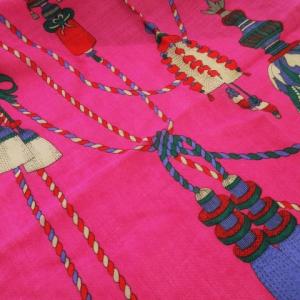 BALENCIAGA スカーフ 大判 スクエア ウール 薄手 タッセル柄 グレンチェック ピンク /CK27 GY11