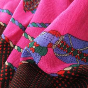 BALENCIAGA スカーフ 大判 スクエア ウール 薄手 タッセル柄 グレンチェック ピンク /CK27 GY11