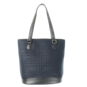 ハンドバッグ ディアスキン 鹿革 レザー 革 漆 チェック 格子 紺 ネイビー /CK11 GY18