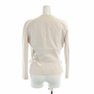 Christian Dior ノーカラージャケット スパンコール 長袖 総裏地 ロゴ シングル 38 M ピンクベージュ GY18 /MQ