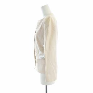 Christian Dior ノーカラージャケット スパンコール 長袖 総裏地 ロゴ シングル 38 M ピンクベージュ GY18 /MQ