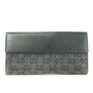GUCCI ジャッキー 長財布 ロングウォレット 小銭入れあり キャンバス レザー GG柄 ロゴ 紺 ネイビー 05479･3661