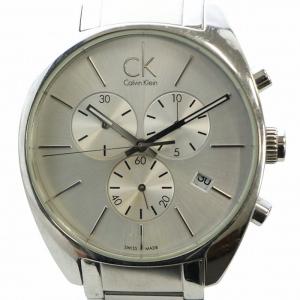 ジャンク品 腕時計 ウォッチ クォーツ クロノグラフ カレンダー付き ロゴ シルバー色 K2F 271