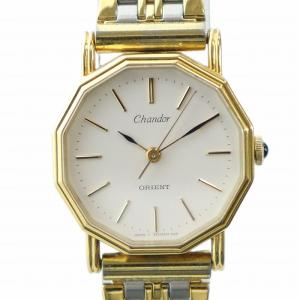 シャンドール chandor 腕時計 ウォッチ クォーツ 白文字盤 ロゴ ゴールド色 シルバー色 H.P.