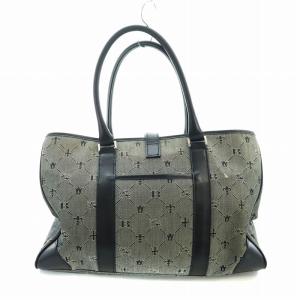 BURBERRY BLACK LABEL トートバッグ ハンド キャンバス レザー ロゴ 総柄 グレー GY18 /MQ