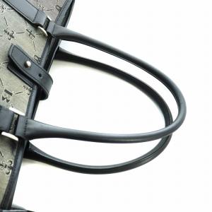 BURBERRY BLACK LABEL トートバッグ ハンド キャンバス レザー ロゴ 総柄 グレー GY18 /MQ