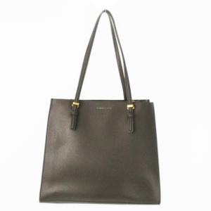 クラシックダブルハンドル トートバッグ フェイクレザー ロゴ ゴールド金具 茶 ブラウン /AO3 GY18